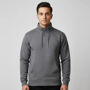 Men Plain Half-Zip Hoodie