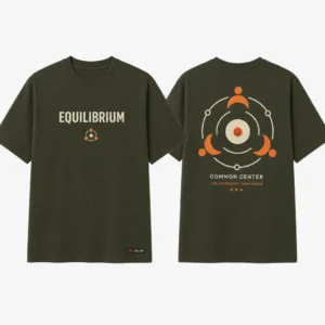 Common Orbit Shared Center T-shirt — product front and back view
