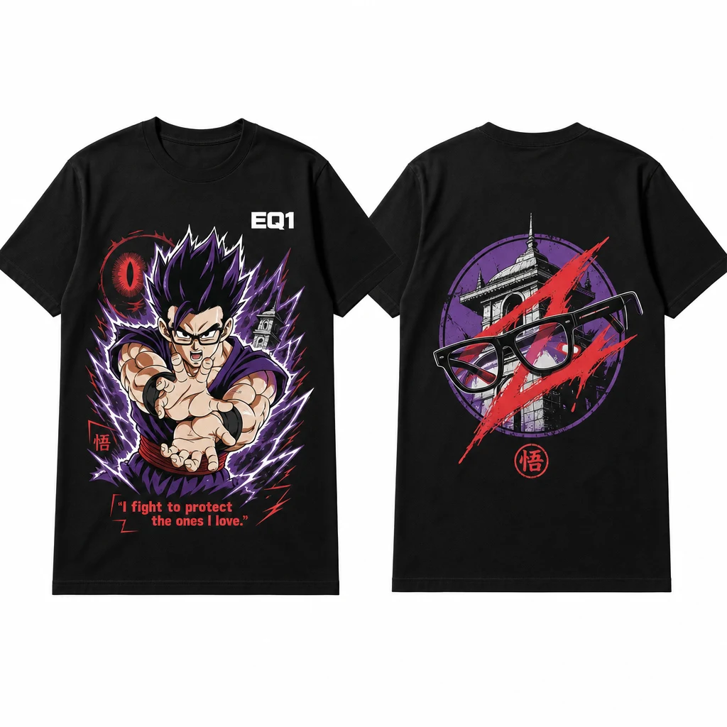 Gohan Environment Fragment T-shirt — product front and back view