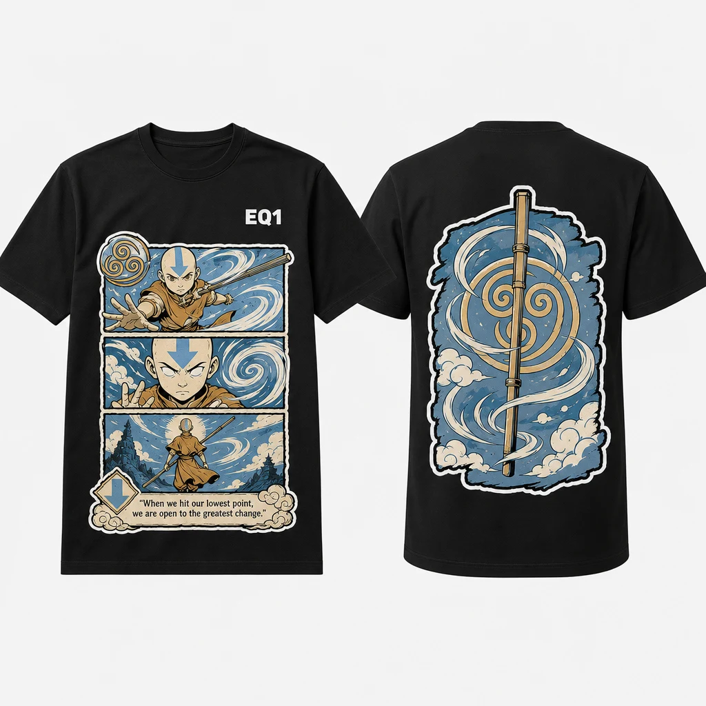 Aang Panel Stack T-shirt — product front and back view
