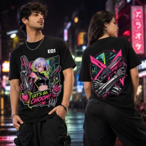 Rebecca Environment Fragment T-shirt — on-model front and back view