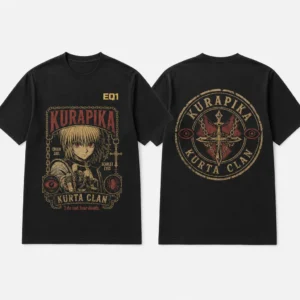 Kurapika Vintage Label T-shirt — product front and back view