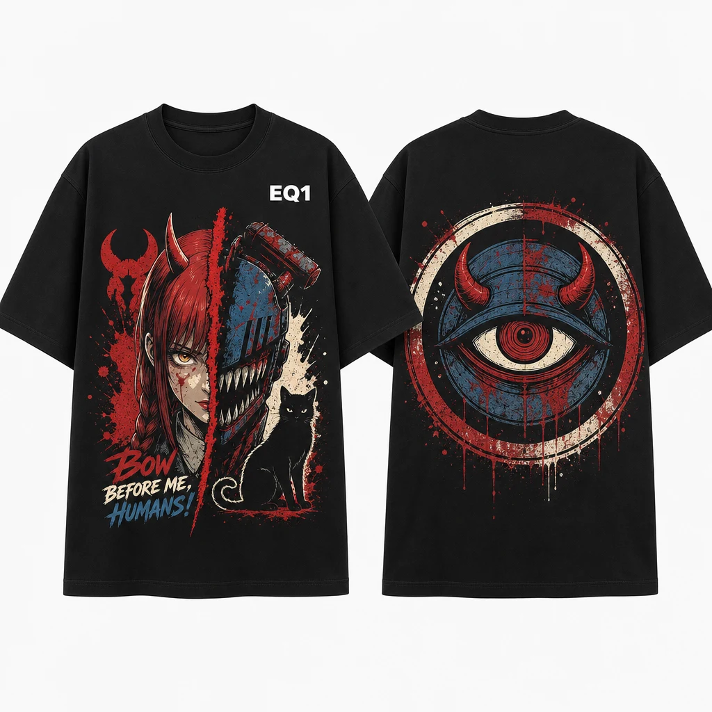Power Split Portrait T-shirt — product front and back view