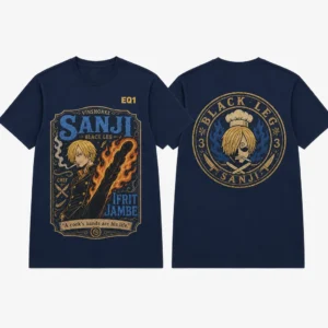 Sanji Vintage Label T-shirt — product front and back view
