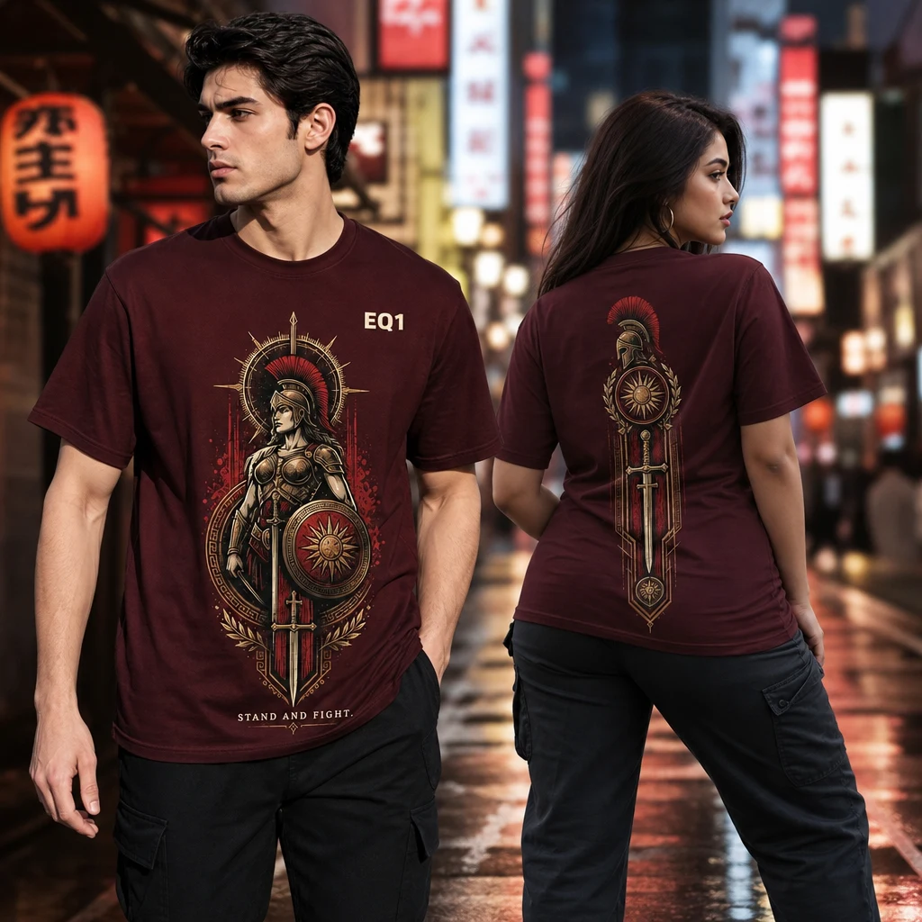 Alexia Symbol Totem T-shirt — on-model front and back view