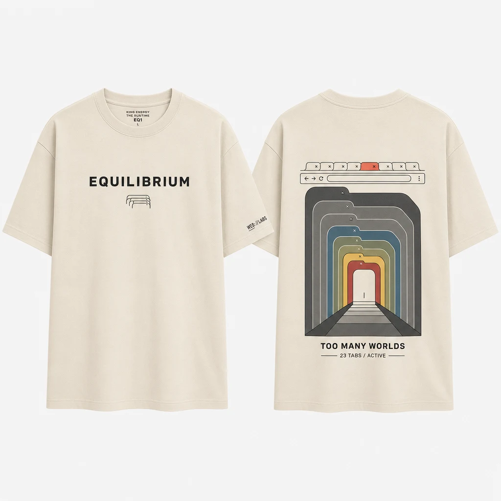 Tab Cathedral Many Worlds T-shirt — product front and back view