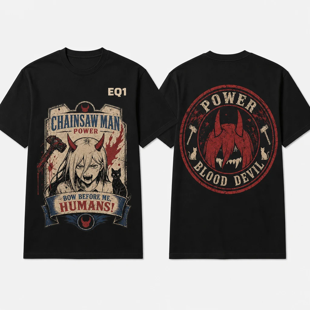 Power Vintage Label T-shirt — product front and back view