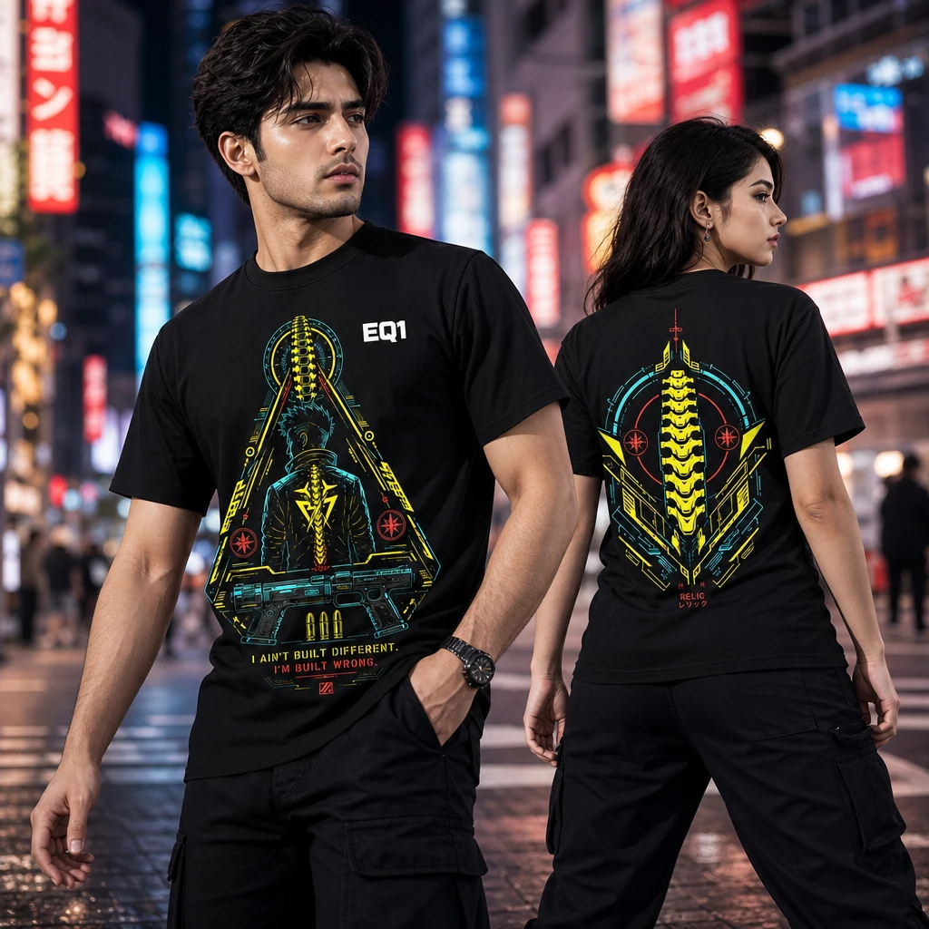 David Martinez Relic Shrine T-shirt — on-model front and back view