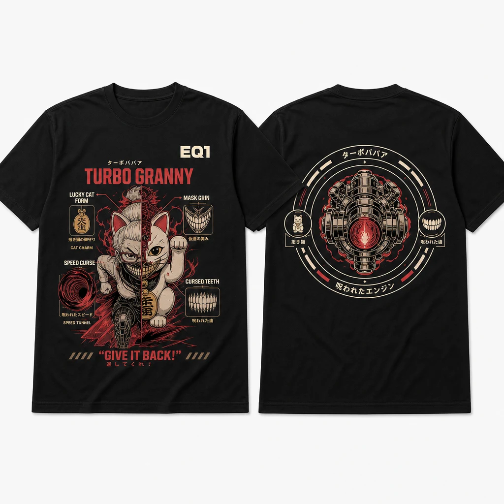 Turbo Granny Technical Cutaway T-shirt — product front and back view