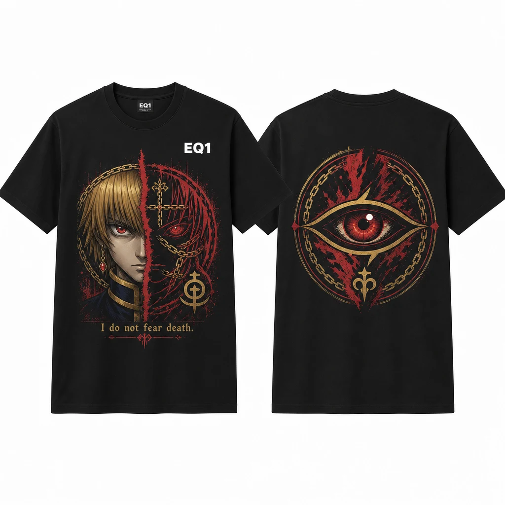 Kurapika Split Portrait T-shirt — product front and back view