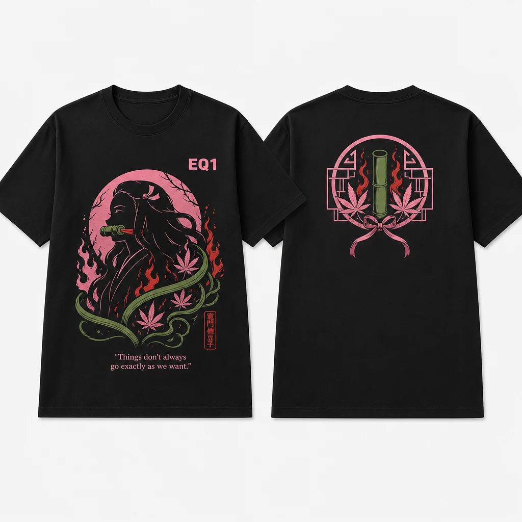 Nezuko Kamado Negative Space T-shirt — product front and back view
