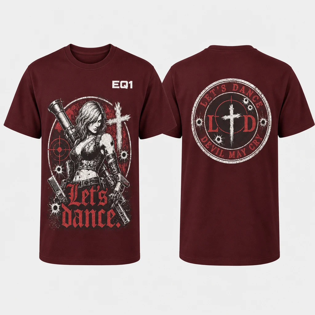 Lady Distressed Stamp T-shirt — product front and back view
