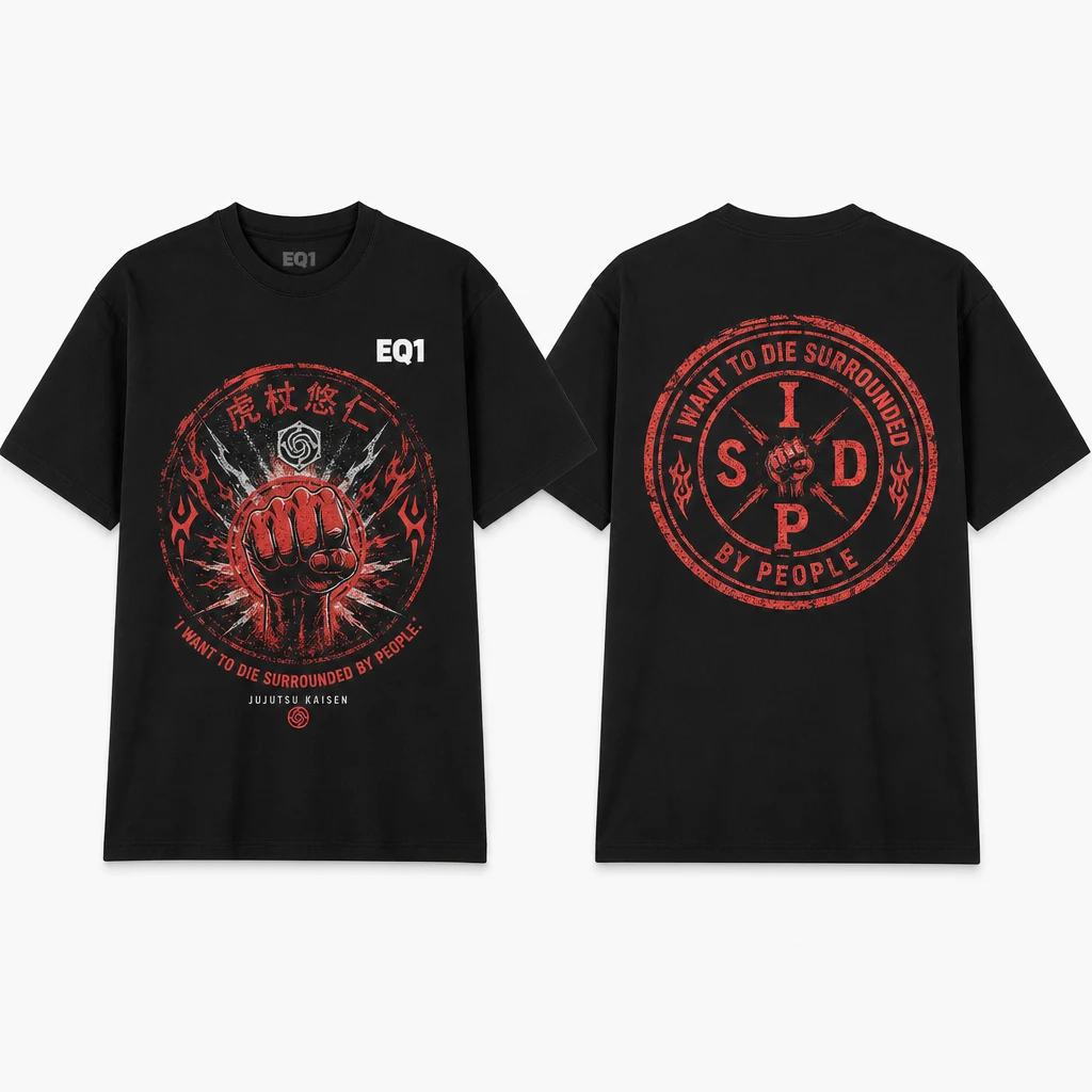 Yuji Itadori Distressed Stamp T-shirt — product front and back view