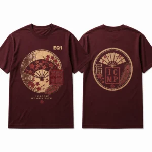 Akemi Distressed Stamp T-shirt — product front and back view