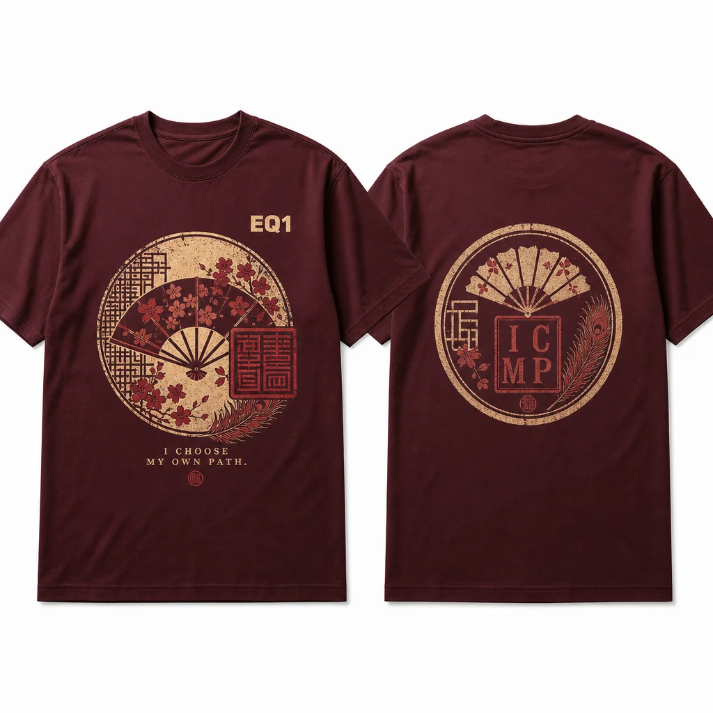 Akemi Distressed Stamp T-shirt — product front and back view