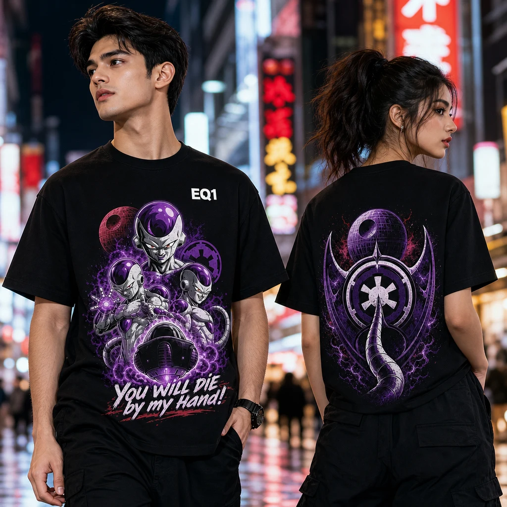 Frieza Collection Finale T-shirt — on-model front and back view
