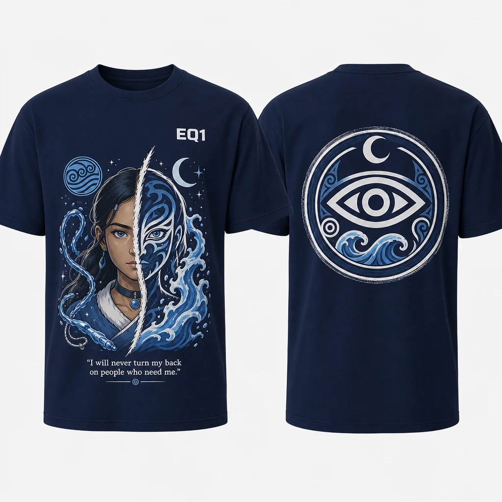 Katara Split Portrait T-shirt — product front and back view