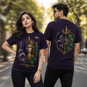 Hera Duality Split T-shirt — on-model front and back view
