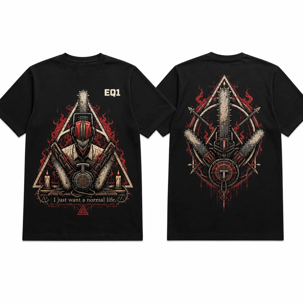 Denji Relic Shrine T-shirt — product front and back view