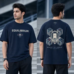 Memory Palace Save World T-shirt — on-model front and back view