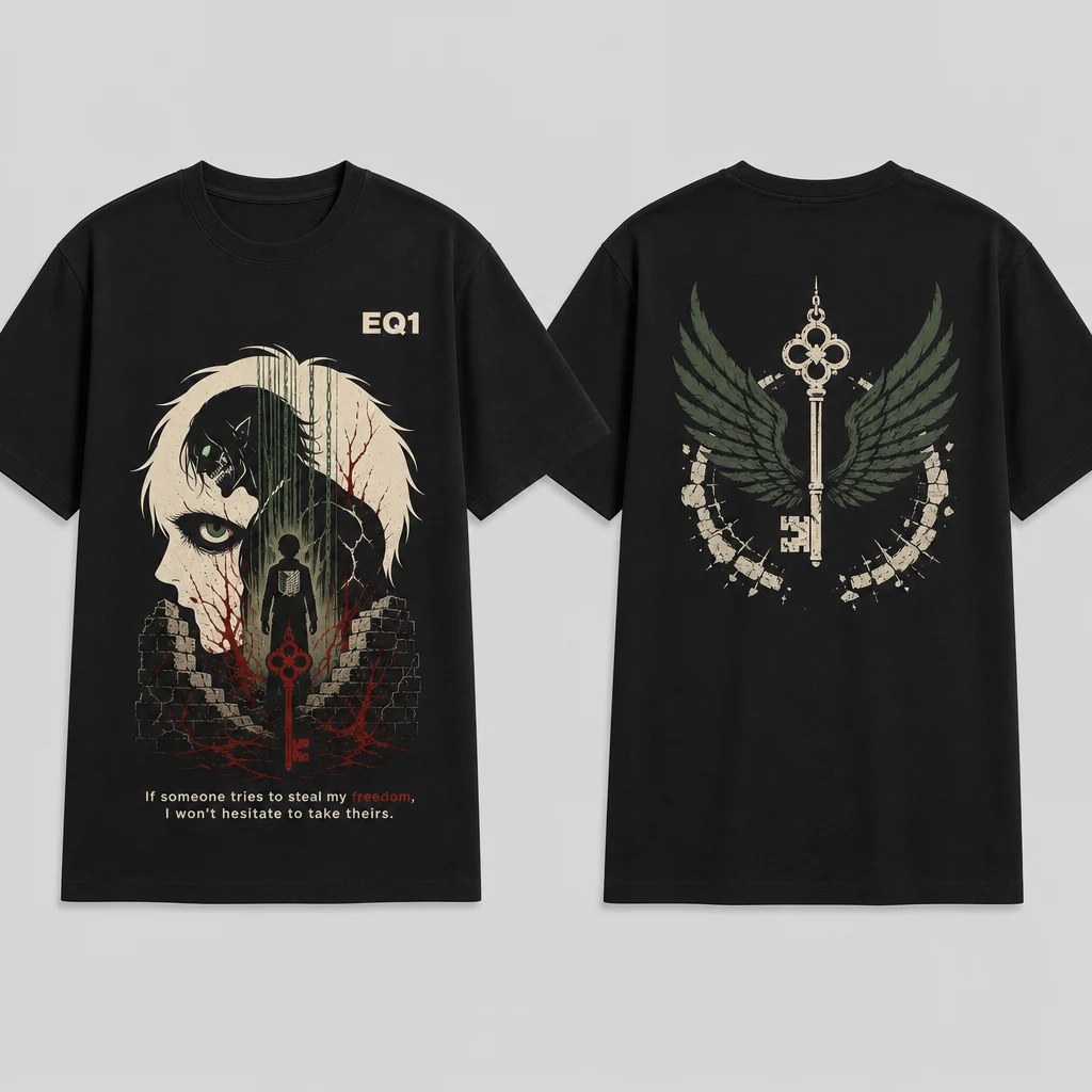 Eren Yeager Negative Space T-shirt — product front and back view