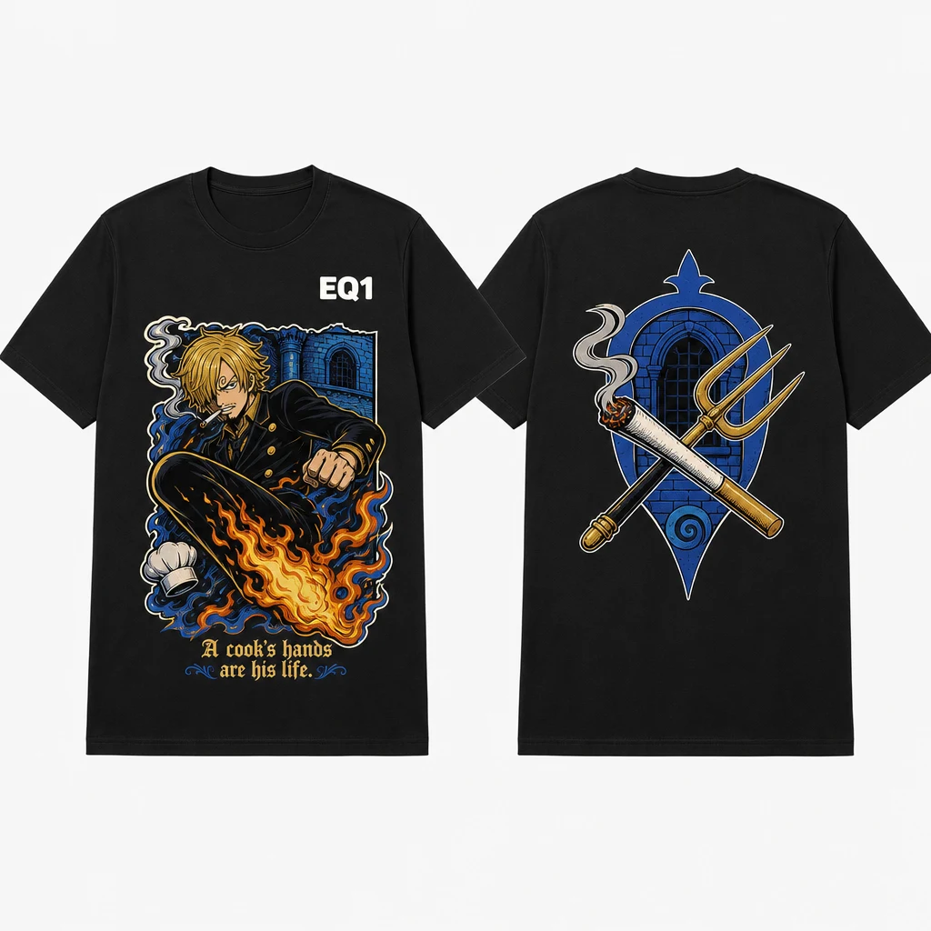 Sanji Environment Fragment T-shirt — product front and back view