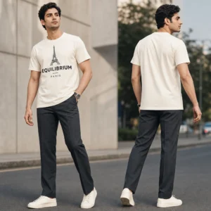Paris Eiffel Axis T-shirt — on-model front and back view