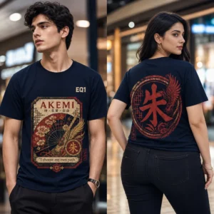 Akemi Vintage Label T-shirt — on-model front and back view