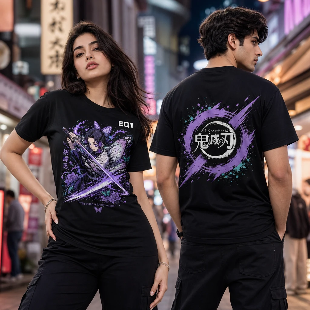Shinobu Kocho Impact Slash T-shirt — on-model front and back view