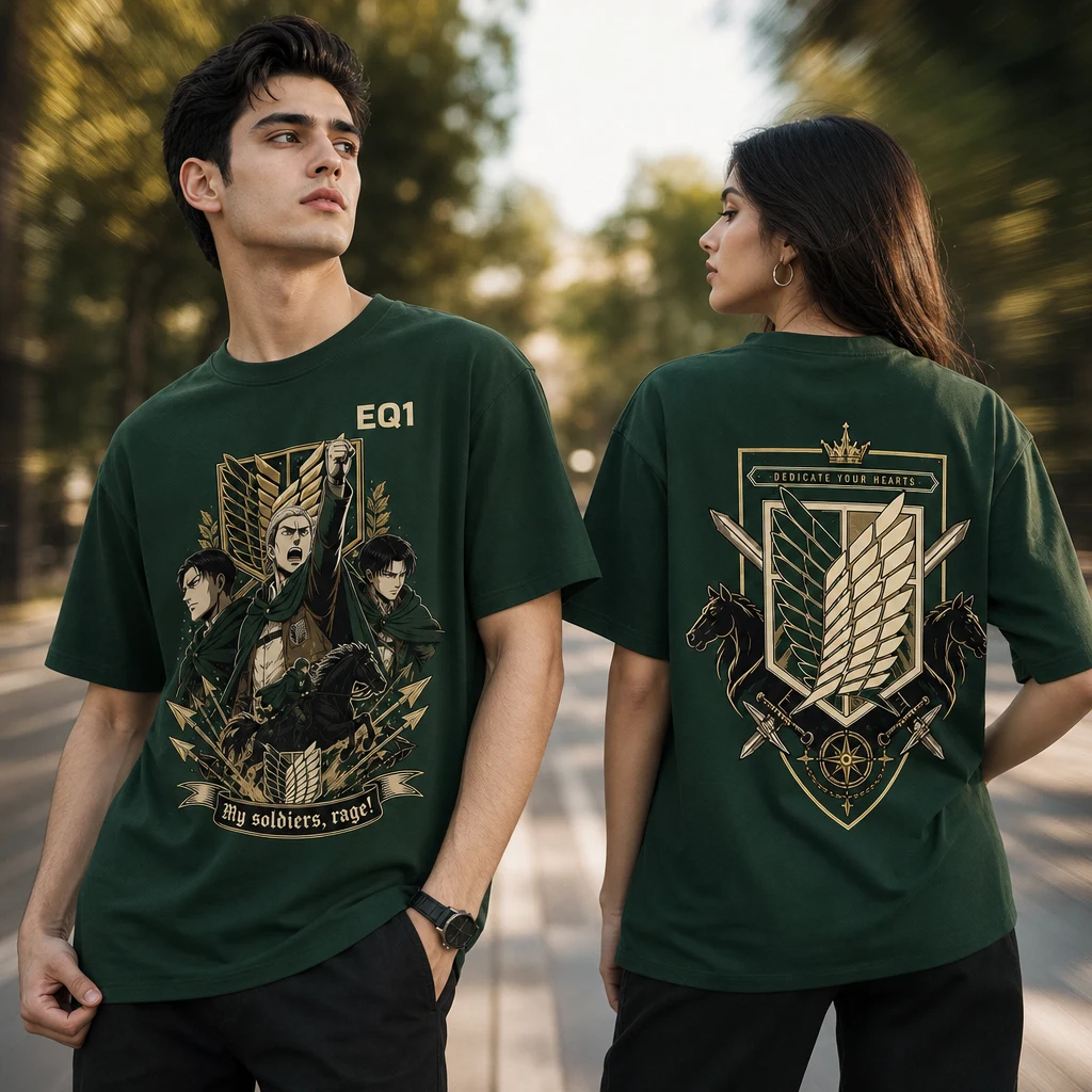 Erwin Smith Collection Finale T-shirt — on-model front and back view