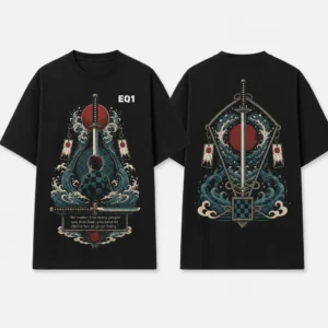Tanjiro Kamado Relic Shrine T-shirt — product front and back view