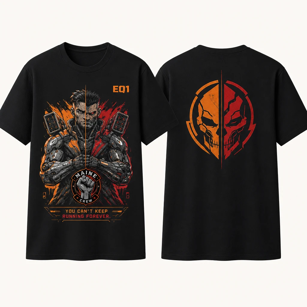 Maine Duality Split T-shirt — product front and back view
