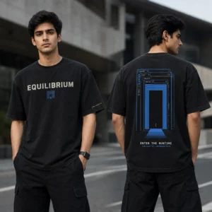 Gateway State Editor Portal T-shirt — on-model front and back view