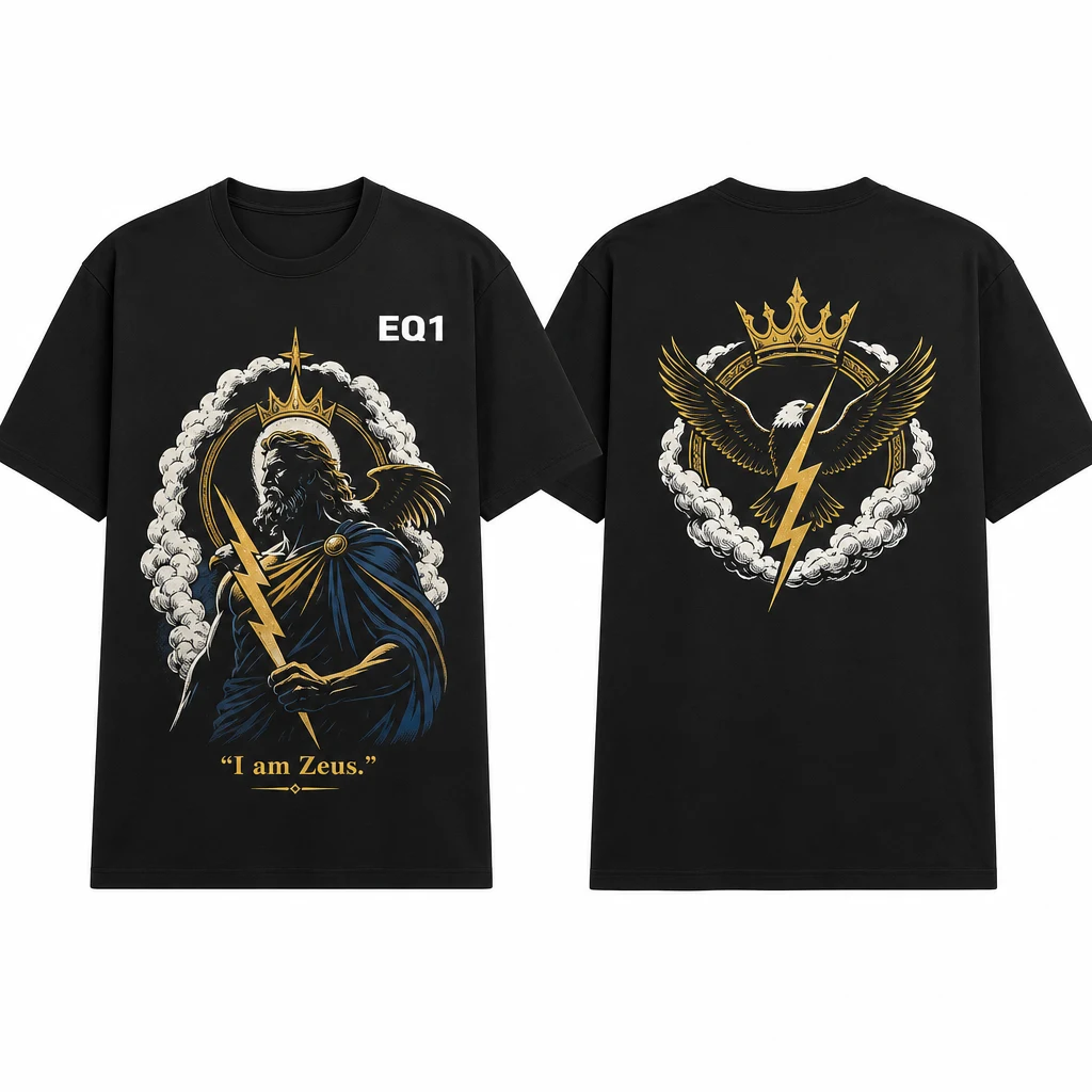 Zeus Negative Space T-shirt — product front and back view