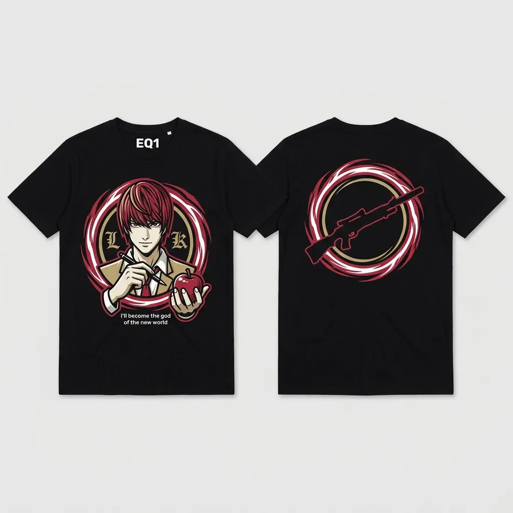 Light Yagami Elemental Halo T-shirt — product front and back view