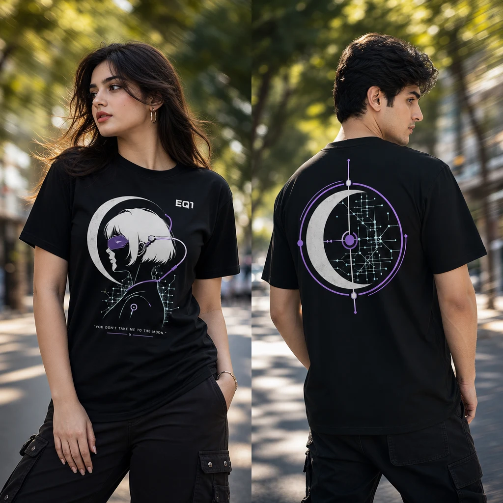 Lucy Negative Space T-shirt — on-model front and back view