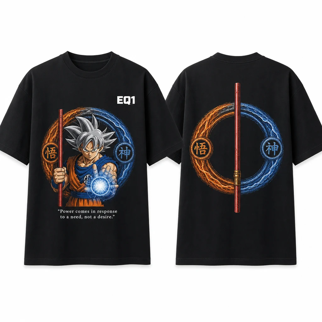 Goku Elemental Halo T-shirt — product front and back view