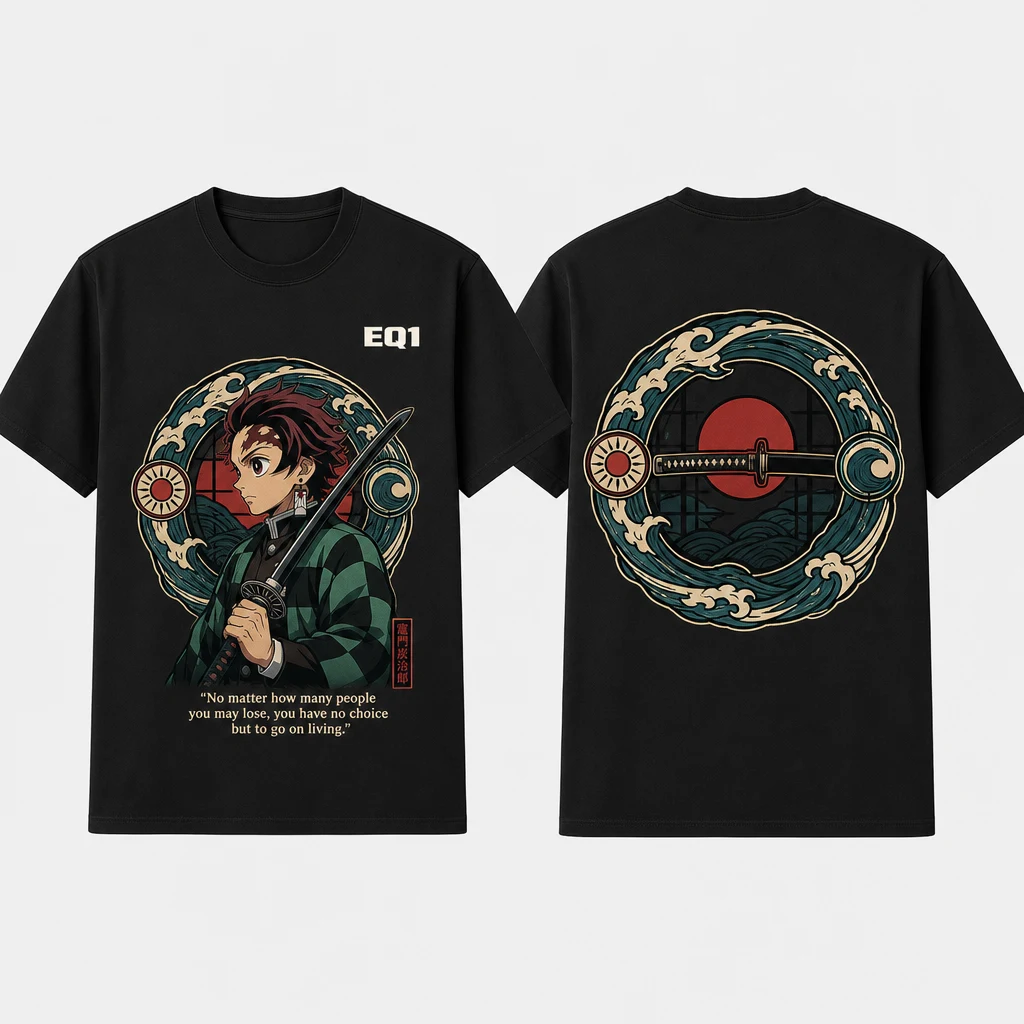 Tanjiro Kamado Elemental Halo T-shirt — product front and back view