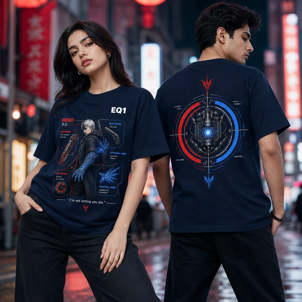 Nero Technical Cutaway T-shirt — on-model front and back view