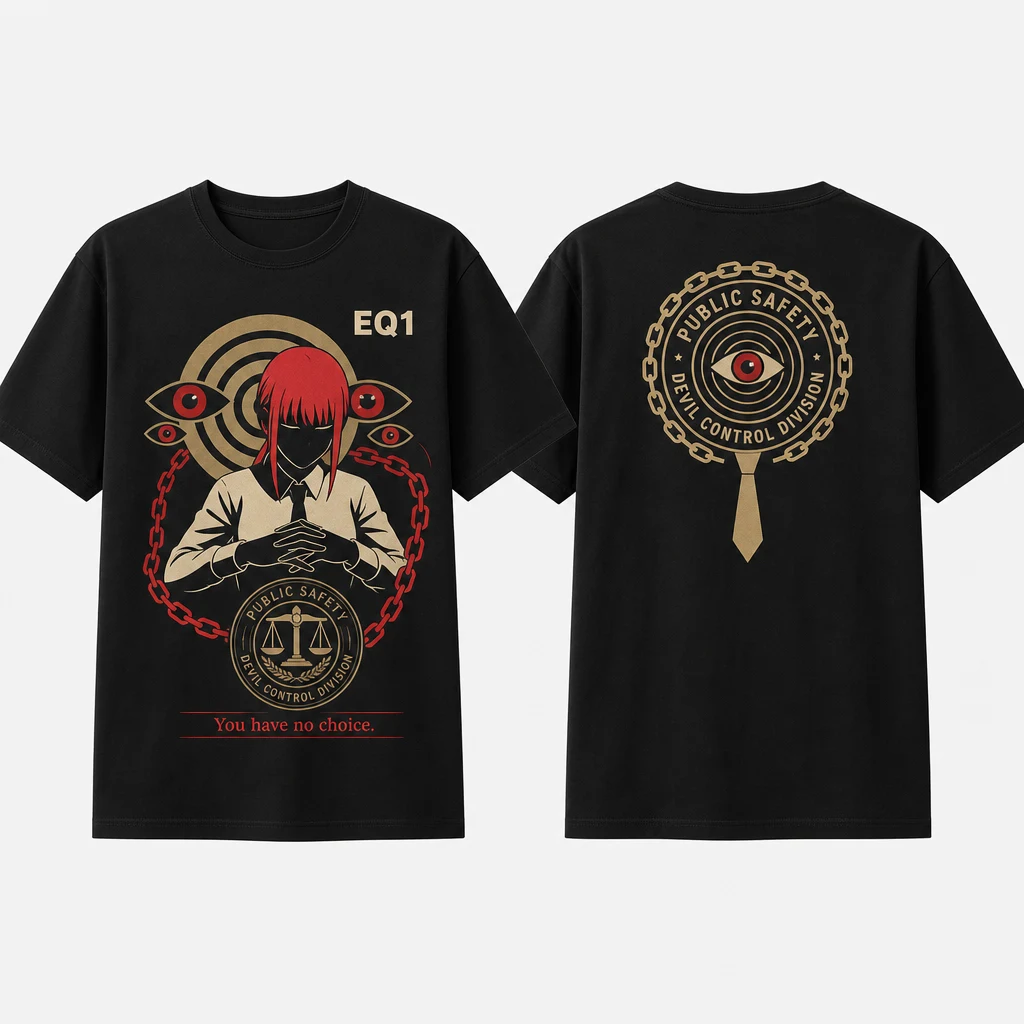 Makima Negative Space T-shirt — product front and back view