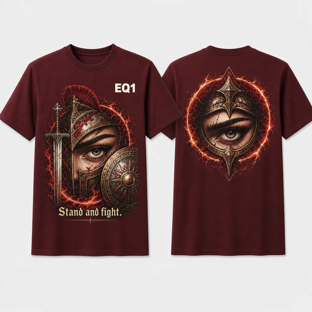 Alexia Eyes and Power T-shirt — product front and back view