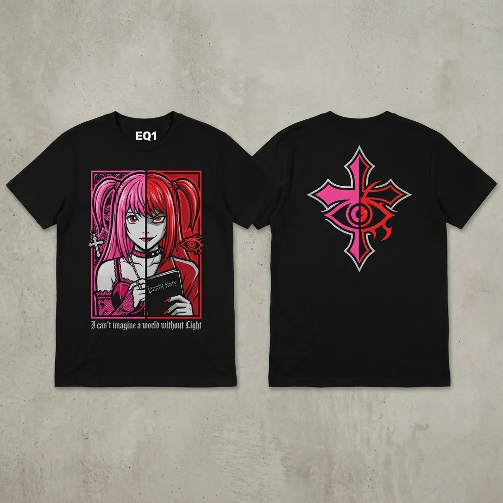 Misa Amane Duality Split T-shirt — product front and back view