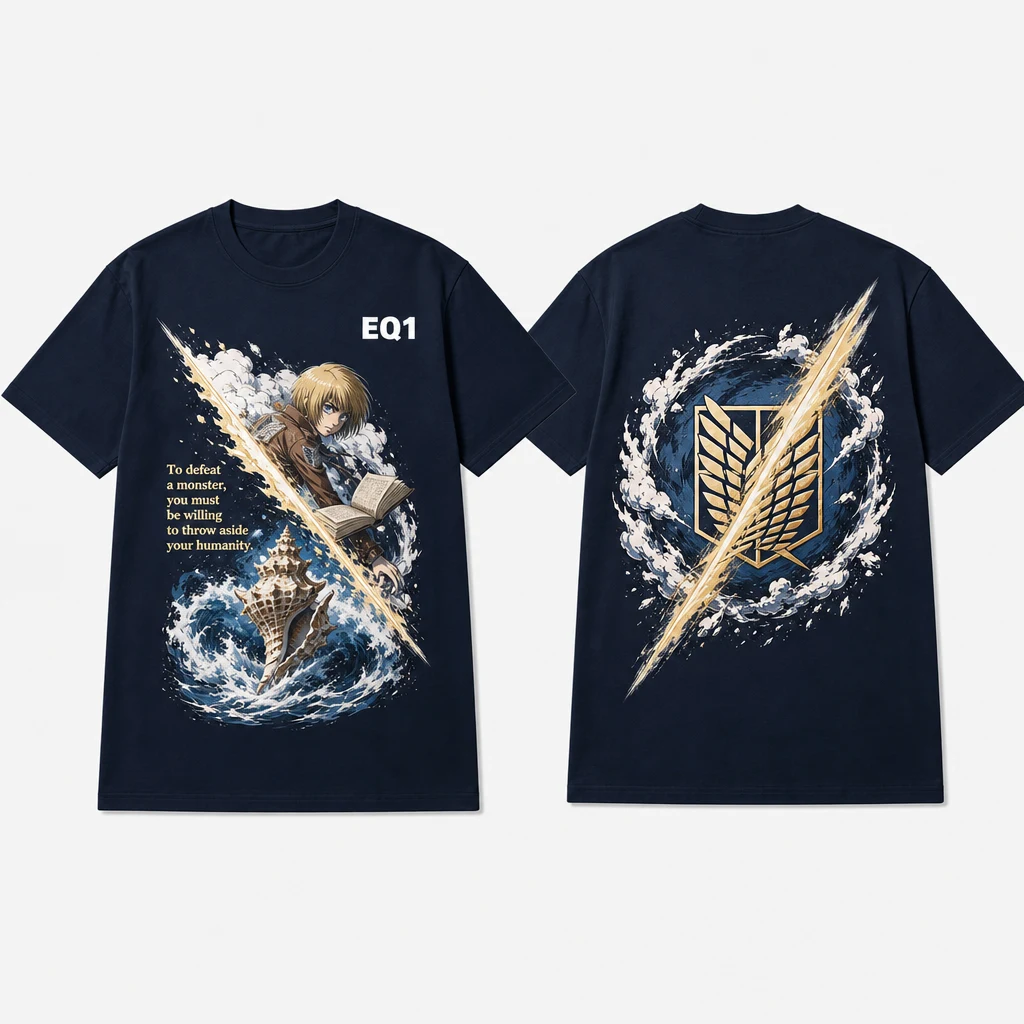 Armin Arlert Impact Slash T-shirt — product front and back view