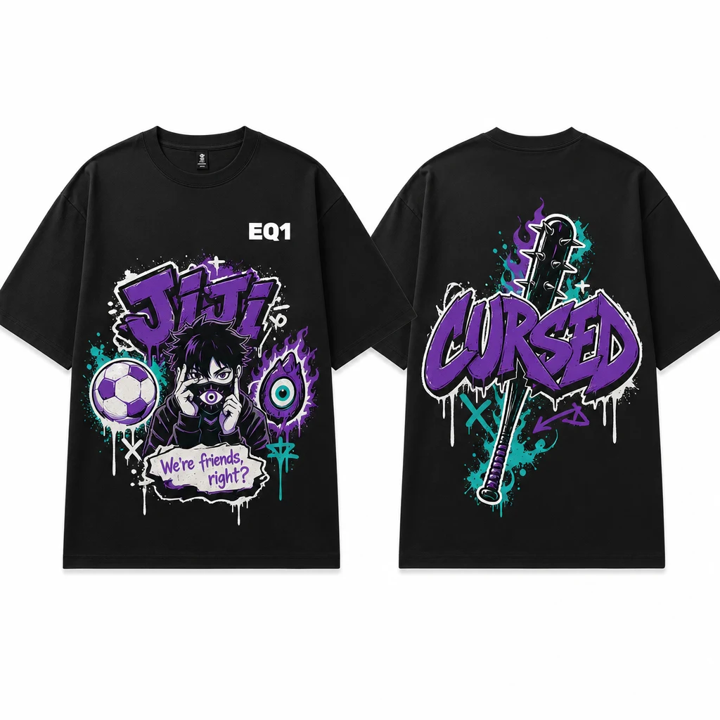 Jiji Graffiti Burst T-shirt — product front and back view