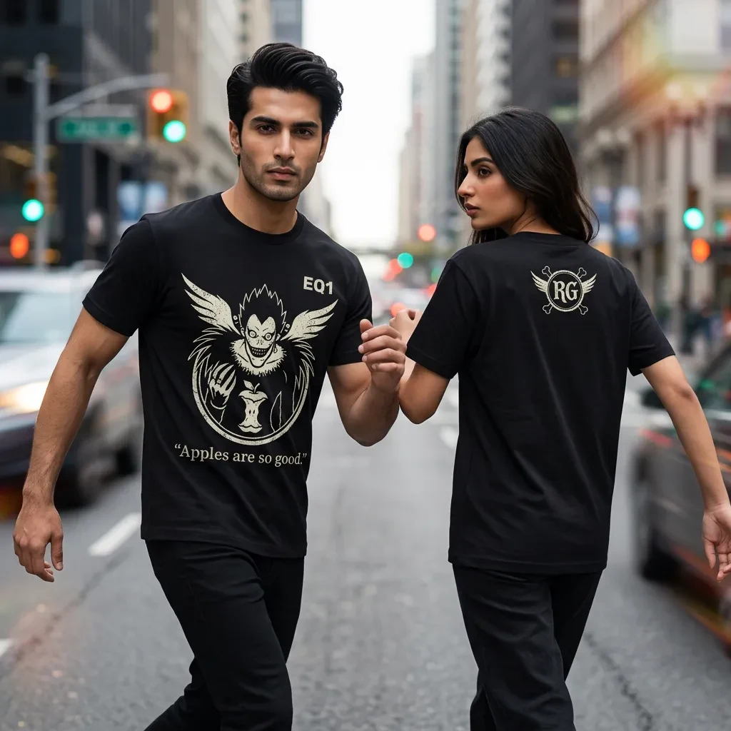 Ryuk Distressed Stamp T-shirt — on-model front and back view
