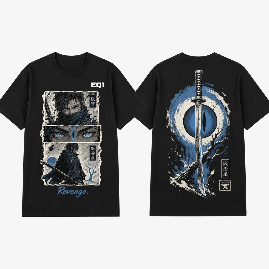 Mizu Panel Stack T-shirt — product front and back view