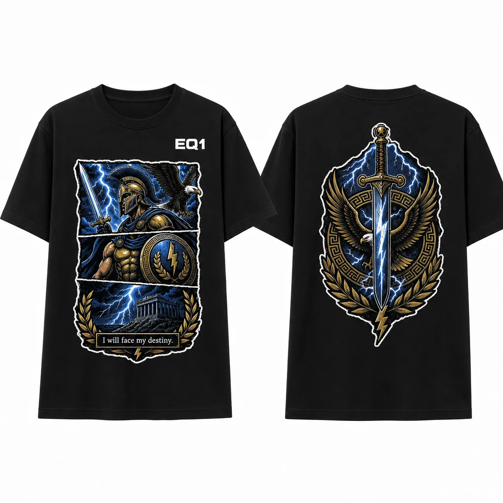 Heron Panel Stack T-shirt — product front and back view