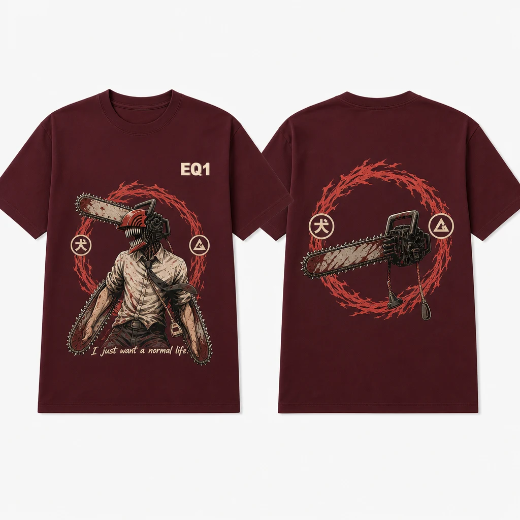 Denji Elemental Halo T-shirt — product front and back view