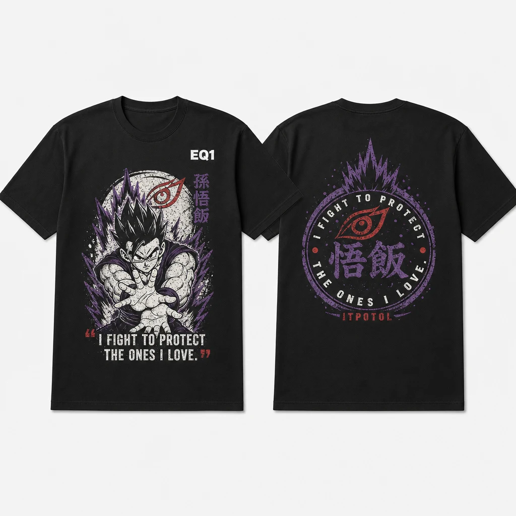 Gohan Distressed Stamp T-shirt — product front and back view