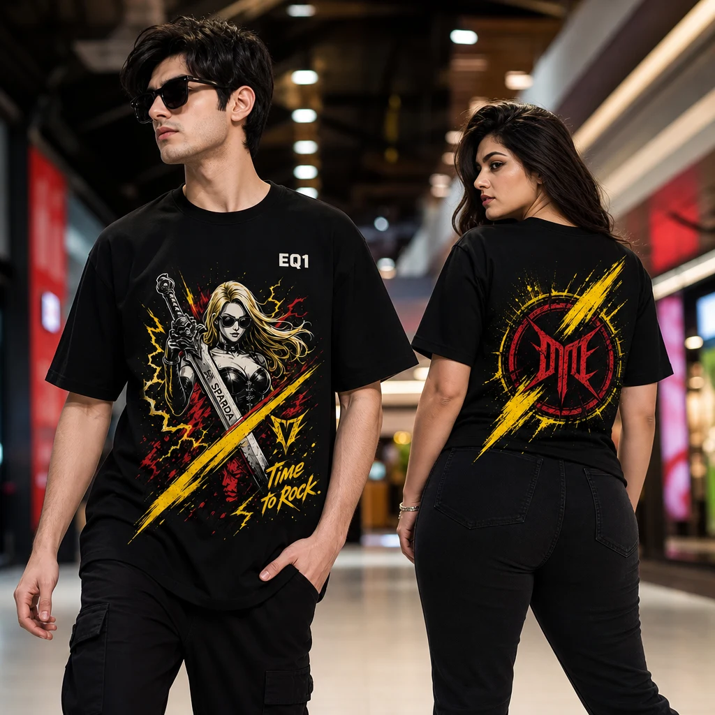 Trish Impact Slash T-shirt — on-model front and back view